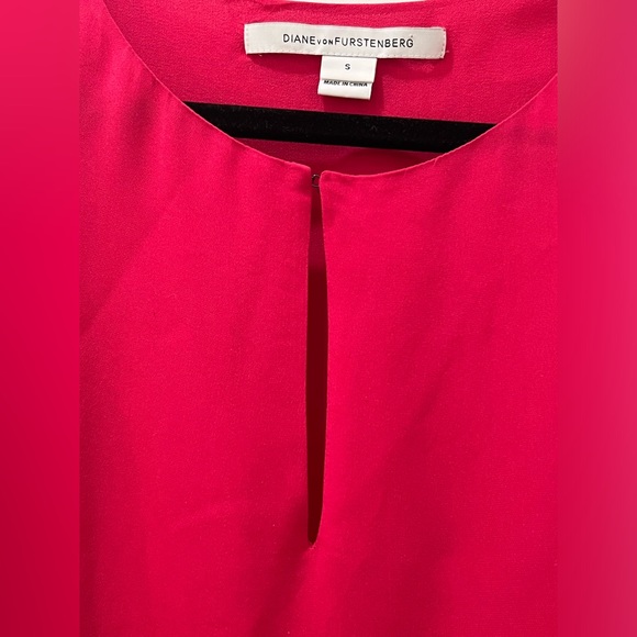 Diane von Furstenberg Raica Pink 100% Silk Sleeveless Layered Top W/ Keyhole - Picture 6 of 9